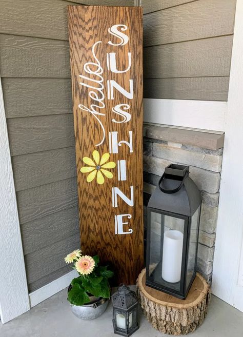 Spring Into Summer Front Porch Decor - The House on Silverado Summer Porch Signs, Summer Front Porch Decor, Wooden Craft Shapes, Spring Into Summer, Summer Front Porches, Front Porch Christmas Decor Ideas, Front Porch Signs, Porch Christmas Decor Ideas, Porch Welcome Sign