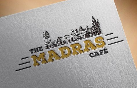 MADRAS CAFE A restaurant based in Greater Faridabad, NCR.  As the name suggests "MADRAS CAFE" will remind you of the authentic south Indian figure licking food.  The target visitors were all North Indians and the motive was to make them experience the South India culture through the medium of food, Hence the logo and atmosphere was recreated around one of the most beautiful architecture "The Chennai Central Railway Station" to give it an iconic depiction in a retro style. South Indian Restaurant Logo, South Indian Restaurant Interior Design, Chennai Central Railway Station, Chennai Central, Madras Cafe, Buffet Setup, Resturant Logo, Indian Cafe, Indian Fast Food