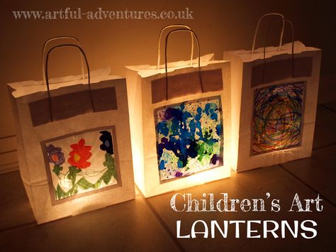 3-Art-Lanterns Paper Bag Lanterns, Pyjamas Party, Bubble Painting, Kids Bubbles, Childrens Artwork, Children's Art, S Art, Childrens Art, Colored Paper