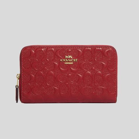 Nwt Coach Long Zip Around Wallet In Signature Leather Cherry Details 100% Authentic,Money Back Guaranteed Signature Smooth Calf Leather And Smooth Leather Nine Credit Card Slots Bill Compartments Id Window Zip Coin Pocket Zip-Around Closure 6 1/2" (W) X 3 3/4" (H) X 3/4" (D) 16cm (W) X 9.5cm (H) X 2cm (D) Cherry Color, Smooth Leather, Coach Bags, 4 H, Calf Leather, Card Slots, Zip Around Wallet, Slots, Credit Card