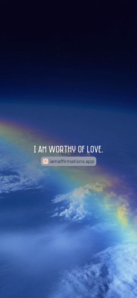 I am worthy of love. 

From the I am app: https://iamaffirmations.app/download I Am Worthy Of Love, Worthy Of Love, I Am, I Am Worthy, Self Care, Of Love, Quick Saves