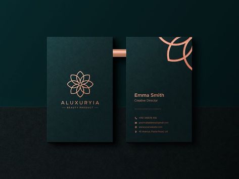 Top view luxury business card mockup with foil pressed logo Jewellery Brand Logo, Stationery Business Card, Massage Logo, Corporate Marketing, Elegant Business Cards Design, Business Card Design Minimalist, Luxury Business Card, Graphic Design Business Card, Business Card Mockup