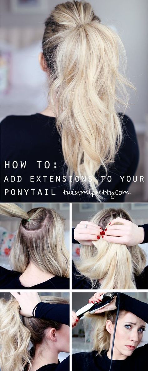 How to: Add Extensions to your ponytail | Twist Me Pretty Ballet Hair, Oscar Hairstyles, Curls With Straightener, Donut Bun, Twist Ponytail, Bun Maker, Hair Extentions, Kerry Washington, Hair Ponytail