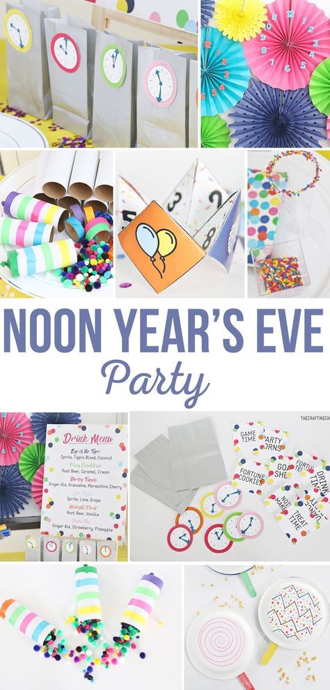 If you don't want your kids up until midnight celebrating the New Year, throw them a Noon Year's Eve Kids Party. Celebrating New Year's is tons of fun, but tired kids the next day is NOT! This party will let them celebrate without the loss of sleep. Countdown To Noon Party For Kids, New Years Eve Toddler, Nye Ideas, New Years With Kids, Countdown For Kids, New Years Eve Traditions, New Year's Eve Crafts, Diy Kids Party, New Year's Eve Countdown