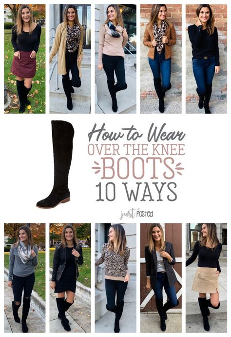 Ten Ways to Wear Black Over the Knee Boots – Just Posted Tall Black Boots Outfit, Teaching Clothes, Teacher Attire, Over The Knee Boot Outfit, Winter Boots Outfits, Knee Boots Outfit, Black Boots Outfit, Black Boots Tall, Black Women Fashion