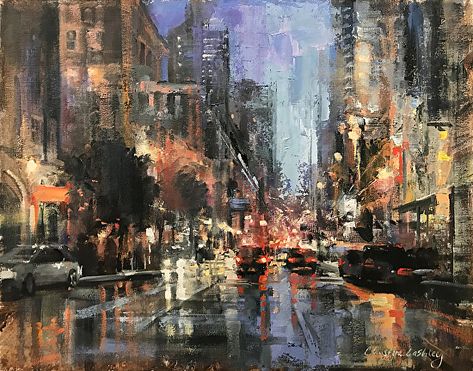 Christine Lashley Paintings, Painted City Scape, Abstract City Painting Acrylics, Cityscape Painting Acrylic City Skylines, Busy City Painting, Abstract Nyc Skyline Painting, Urban Painting, Painting Competition, City Painting