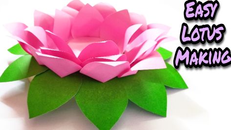 DIY Lotus Lotus Making With Paper, Varalakshmi Pooja Decoration, Diy Lotus, Pooja Decoration Ideas, Varalakshmi Pooja, Paper Lotus, Pooja Decoration, Lotus Leaf, Festival Decorations