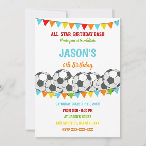 Football Birthday Party Invitations, Soccer Birthday Invitation, Football Birthday Invitations, Birthday Invitations Zazzle, Rainbow Flags, Sports Birthday Invitations, Football Invitations, Soccer Birthday Parties, Sports Birthday Party