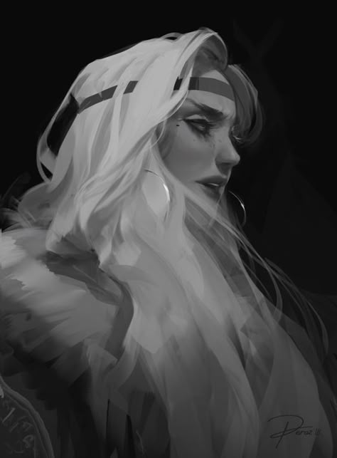 White Hair, Veil, A Woman, Character Design, Black And White, Hair, White, Black, Design