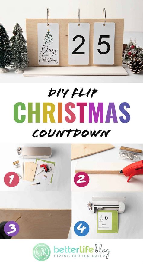 This DIY Flip Christmas Countdown sign has a rustic, farmhouse feel. Made with the help of a Cricut machine, you can follow my steps to make one of your very own. Christmas Countdown Crafts, Christmas Countdown Sign, Christmas Craft Diy, Christmas Countdown Diy, Countdown Sign, Christmas Diy Wood, Farmhouse Crafts, Cricut Christmas, Diy Wood Signs