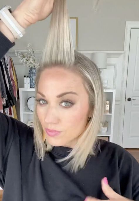 How To Put Front Of Hair Up, How To Style Short Hair Bob Half Up, Hair Putups Styles For Short Hair, Pig Tails Half Up Half Down Short Hair, Half Up Rocker Hair, Half Up For Short Hair Simple, Half Up Half Down Hair Thinning, Bob Hair Half Up Half Down, Short Hair Quick Styles