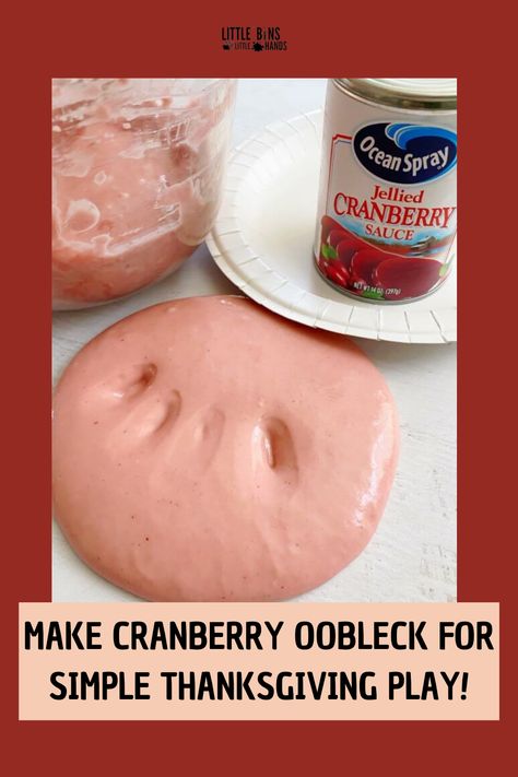 Whip up a thanksgiving themed oobleck recipe for quick science all season long. Whether you hate it or love it, you can use this traditional berry for a number of fun Thanksgiving science activities. This season, set up a STEMs-Giving for a great Thanksgiving lesson plan, including this easy cranberry oobleck. Thanksgiving Crafts And Activities For Preschool, November Preschool Lesson Plan Ideas, November School Age Activities, Reggio Emilia Thanksgiving Activities, Feast For 10 Preschool Activities, November Ideas For Toddlers, November Lessons For Preschool, Thanksgiving Feast For Kindergarten, Thanksgiving Sensory Activities Preschool