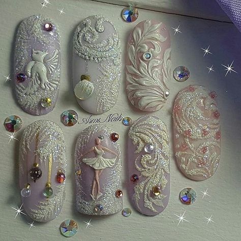 Nail Art Wheel, Nail Art Noel, New Years Nail Designs, Ballet Nails, Cute Christmas Nails, Nail Art Designs Summer, Nail Swag, Winter Nail Designs, Gem Nails