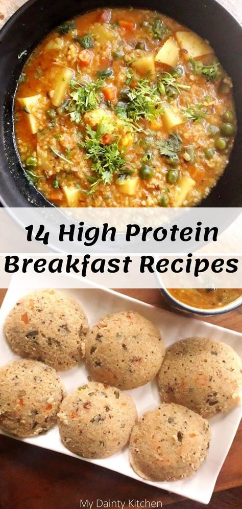 Get a list of 14 healthy high protein food recipes for breakfast. Protein is essential for healthy body and mind. These are high in protein and fiber. Hence it helps in weight loss as well. These are healthy Indian breakfast recipes. #highproteinrecipes, #healthybreakfast, #indianbreakfastrecipes, #proteinrichfood
 ... less Protein Food Recipes, Vegetarian Lunches, Rich Breakfast, Breakfast Protein, Protein Rich Breakfast, High Protein Breakfast Recipes, Indian Videos, Protein Food, Healthy High Protein Meals