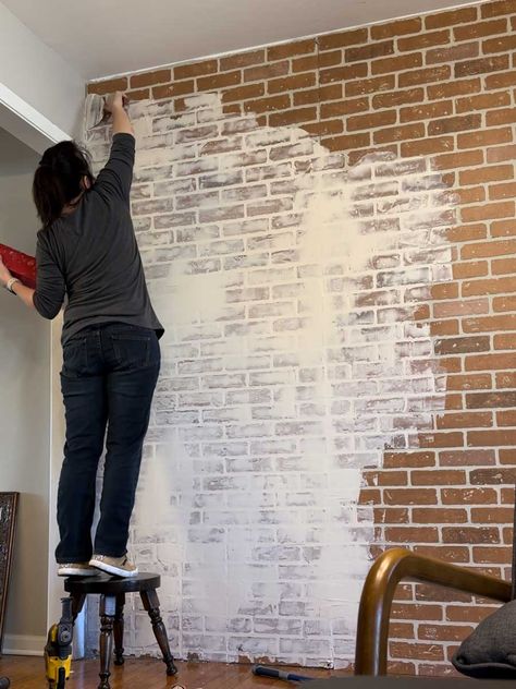 Brick Wall Panels: How to Make an Accent Wall - The Shady Gal White Brick Accent Wall Bedroom, Brick Paneling Ideas Accent Walls, Brick Paneling Ideas, Brick Accent Wall Bedroom, White Brick Accent Wall, Diy Ledge, Brick Wall Panels, Brick Wall Paneling, Brick Accent Wall