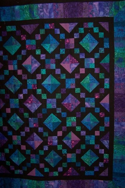 Jewel Box Quilt, Quilting Digest, Stained Glass Quilt, Blue Quilt, Purple Quilts, Batik Quilts, Amish Quilts, The Jewel, Scrappy Quilts