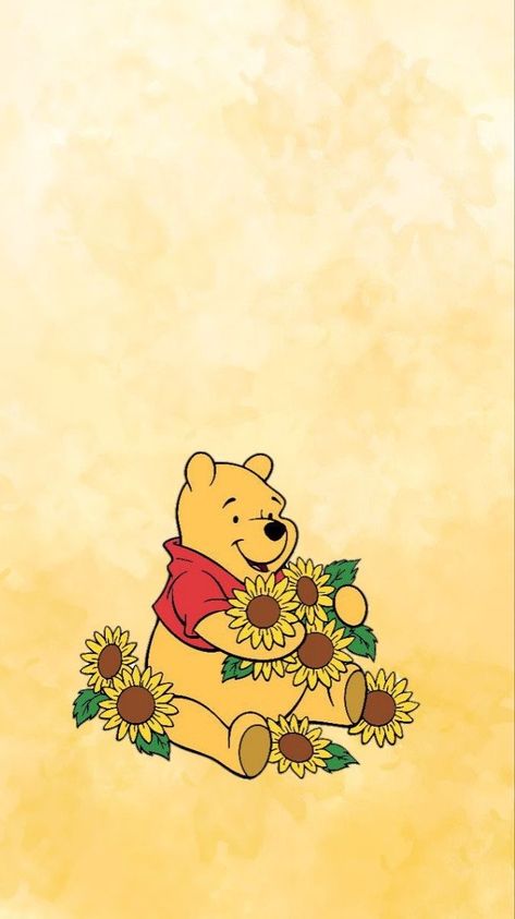 Winnie The Pooh Fall Wallpaper, Winnie The Pooh Lockscreen, Winnie The Pooh Sunflower, Winnie The Pooh Background, Winnie The Pooh Wallpaper, Pooh Wallpaper, Sunflower Nursery, Aesthetic Bath, Winnie The Pooh Pictures