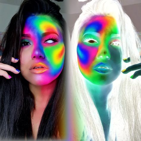 Fantasy Makeup Thermal makeup Inspired by James Charles Face Paint INSTAGRAM: @iridescent.amy Thermal Face Art, Thermal Makeup, Colourful Portraits, Inspi Makeup, Neon Run, New Year's Makeup, Halloween Makeup Diy, Makeup Inspired, Face Painting Easy