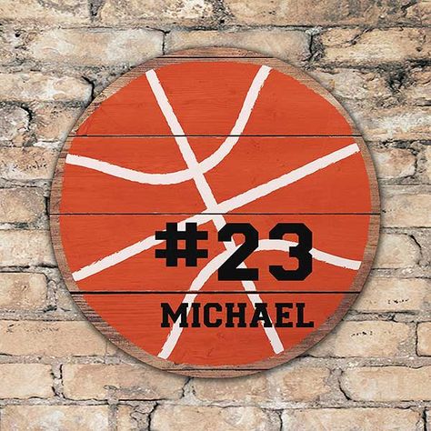 Personalized Round Wood Basketball Sign