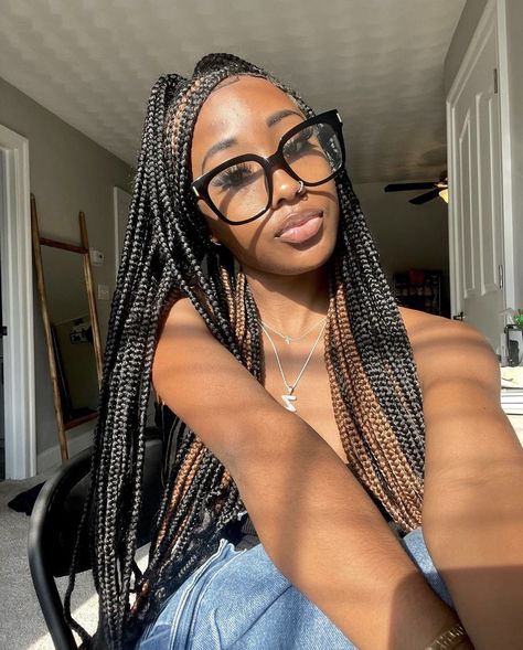 Goddess Knotless Braids, Goddess Knotless, Peekaboo Braids, Beautiful Black Hair, Big Box Braids Hairstyles, Braids Styles, Cute Braided Hairstyles, Box Braids Hairstyles For Black Women, Cute Box Braids Hairstyles