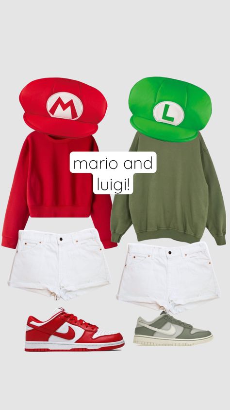 #halloweencostume Mario And Luigi Halloween, Fun Halloween Outfits, Luigi Costume, Duo Halloween Costumes, Matching Costumes, Fantasias Halloween, Mario And Luigi, Halloween Outfits, Your Aesthetic