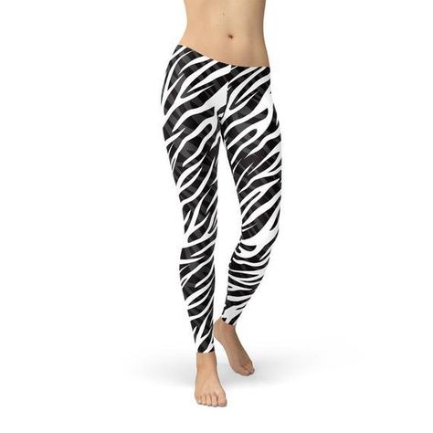 Zebra Leggings, White Color Scheme, Womens Printed Leggings, Rocker Look, Deep Squat, Animal Print Design, Zebra Animal, Athleisure Leggings, Zebras Animal