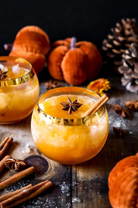 Cozy up with this sweetly spiced bourbon cocktail. A few simple ingredients, including pumpkin butter, embellish the booze and create an irresistably drinkable sip that's perfect for cool evening lounging. Chickpea Chopped Salad, Greek Chickpeas, Bourbon Drinks, Pumpkin Butter, Halloween Cocktails, Bourbon Cocktails, Parking Spot, Recipe Board, Best Pumpkin