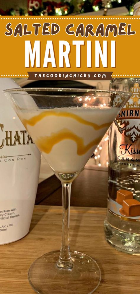 Vodka Mixed Drinks Recipes, Dessert Martini, Salted Caramel Martini, Salted Caramel Vodka, Caramel Martini, Vodka Mixed Drinks, Caramel Drinks, Desert Drinks, Martini Ingredients