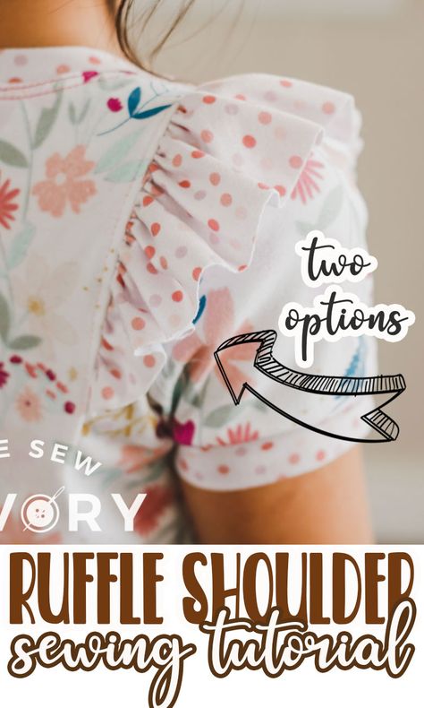 Learn how to add ruffles to a shoulder two different ways. This sewing tutorial will show you how to sew shoulder ruffles with two methods. Add beautiful ruffles to your clothes with this tutorial. Add Ruffles To Dress, Making Ruffles Sewing Machines, Ruffle Shirt Sewing Pattern, How To Add Ruffles To A Shirt, How To Sew A Ruffle Sleeve, Sewing Ruffle Sleeves, Ruffle Sewing Tutorial, Adding Ruffles To A Dress, Sewing Ruffles Easy