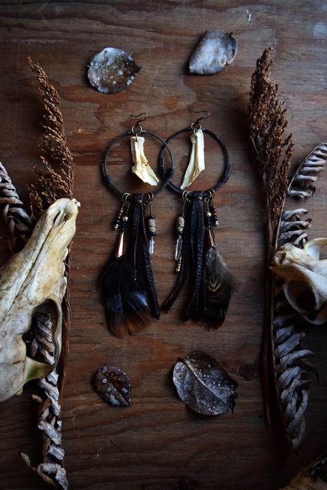 Earring Inspo, Bone Earrings, Bone Jewelry, Jaw Bone, Feathers, Bones, Drop Earrings, Beads, Leather