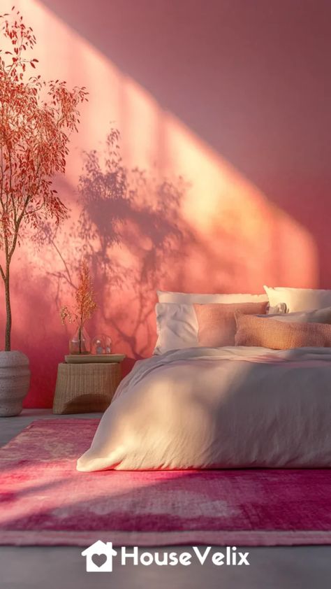 Pink Ombre Walls Updated Pink Walls Room, Walls Room Ideas, Pink Bedspread, Limewash Walls, Pink Painted Walls, Pink Accent Walls, Hot Pink Walls, Pink Bedroom Ideas, Ombre Wall