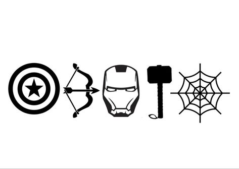 Doodle Marvel, Marvel Tattoo Ideas, Avengers Decals, Superhero Silhouette, Hero Tattoo, Avengers Tattoo, Avengers Drawings, Marvel Tattoos, Flash Tattoo Designs