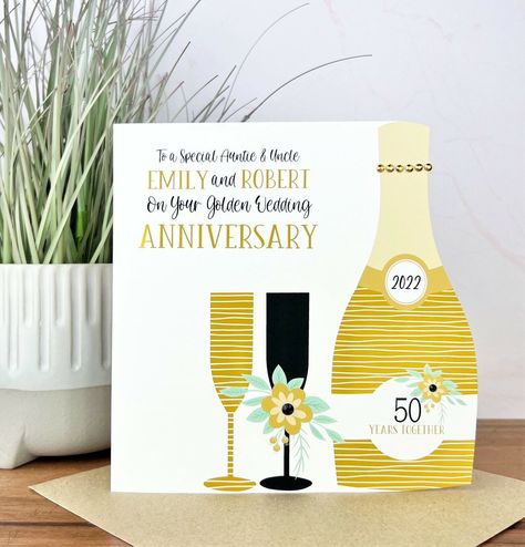 Golden Wedding Anniversary Card, Anniversary Cards For Wife, Wedding Anniversary Card, Golden Wedding Anniversary, Golden Wedding, 50th Wedding Anniversary, Wedding Anniversary Cards, 50th Wedding, Rainbow Birthday