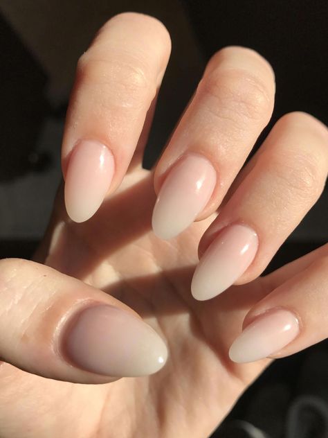 Natural Ombré Almond Acrylic Nails - Tye Nails Fort McMurray #acrylicnails #nailscoffin… in 2020 ... #nailideas #acrylicnails #nailart Almond Acrylic Nails Designs, Acrylic Nails Almond Shape, Opal Nails, Natural Acrylic Nails, Natural Nail Designs, Acrylic Nail Shapes, Almond Shape Nails, Simple Acrylic Nails, Almond Nails Designs