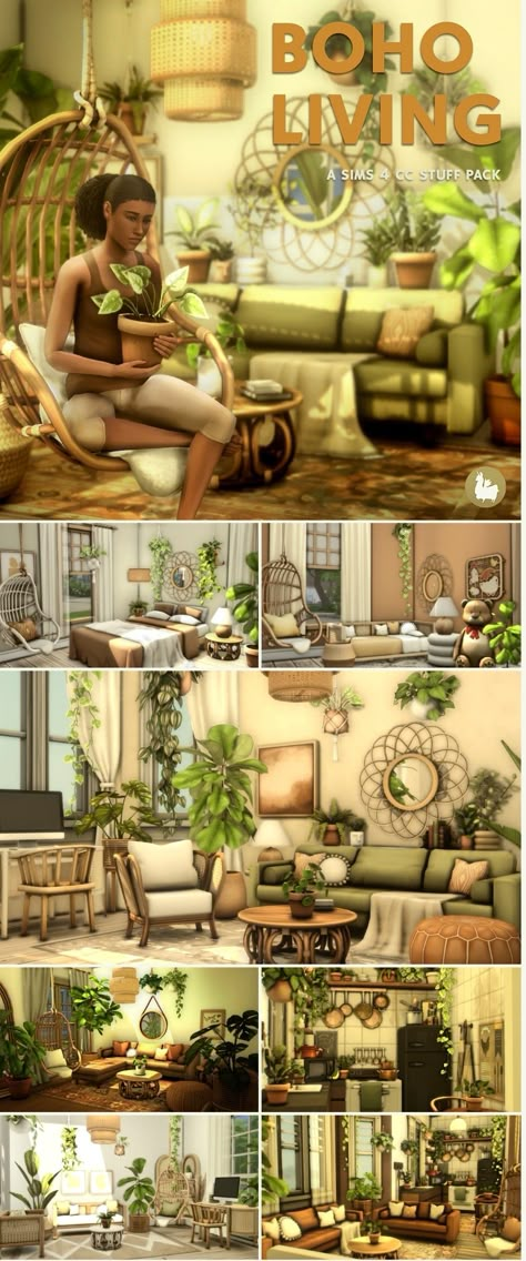 Boho Living Sims 4, Sims 4 Boho House Cc, Ts4 Cc Cottagecore Furniture, Boho Bedroom Sims 4 Cc, Sims 4 Cc Furniture Cottage, Boho Kitchen Sims 4, Book Nook Sims 4, Sims Boho House, Sims 4 Boho Living Room Cc