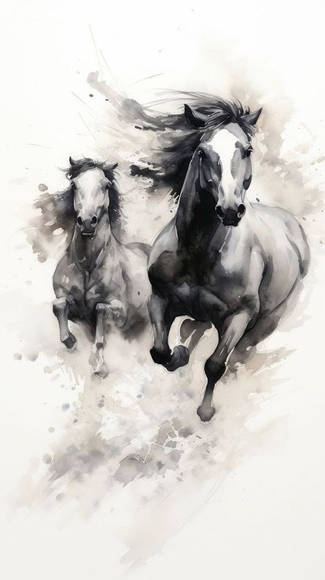 Horses running painting drawing animal. | premium image by rawpixel.com / Tanat Chittirungsan Running Horse Wallpaper For Laptop, Running Horse Wallpaper, Horses Running Painting, Horse Art Painting, Running Painting, Wallpaper Horse, Colorful Horse Painting, Abstract Horse Art, Horse Tattoo Design