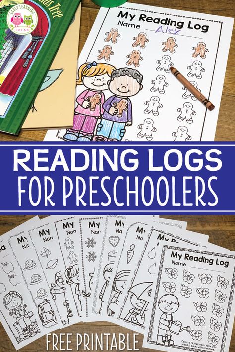 Reading Logs For Kindergarten, Teaching Reading To Preschoolers, Preschool Take Home Activities, Kindergarten Themes For The Year, Reading Log Printable Free, Kindergarten Reading Log, Prek Reading, Preschool Homework, Monthly Reading Logs