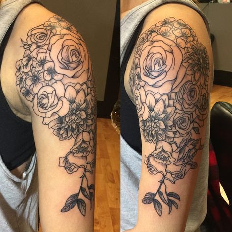 Bridal Bouquet Tattoos Are Now A Thing And They Look Pretty Rad Bouquets Tattoo, Wedding Bouquet Tattoo, Bouquet Tattoos, Bridal Tattoo, Xray Flower, Flower Bouquet Tattoo, Flower Tattoo Meanings, Bouquet Tattoo, Flower Tattoo Arm