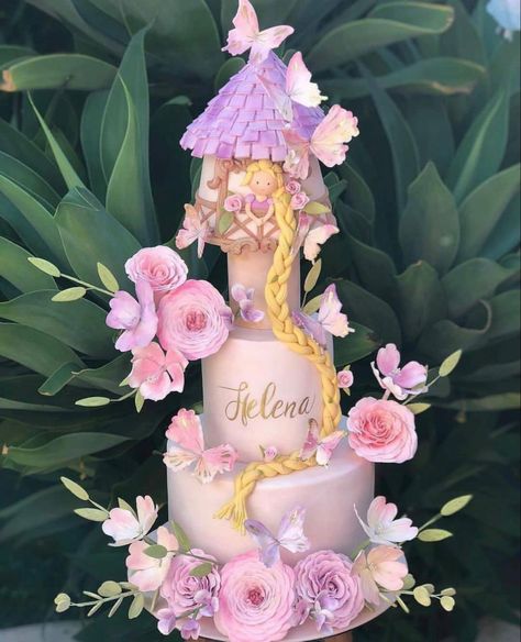 Rapunzel Torte, Fairytale Cakes, Cupcakes Flavors, Cake Decor Ideas, Rapunzel Birthday Cake, Bolo Rapunzel, Rapunzel Cake, Tangled Birthday Party, Rapunzel Birthday Party