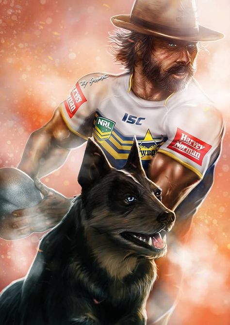 Grange Wallis Made - he does awesome NRL works of art Australian Rugby League, Canterbury Bulldogs, Rugged Cowboy, Rugby Logo, Rugby Sport, North Queensland, Rugby League, Football Logo, Works Of Art