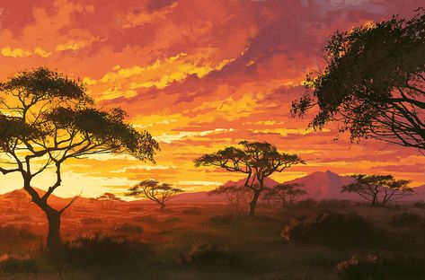 savanna by AnekaShu on DeviantArt Savanna Landscape, African Aesthetic, Africa Painting, Africa Photography, Africa Art, Desenho Tattoo, Places In The World, Most Beautiful Cities, Beautiful Places In The World