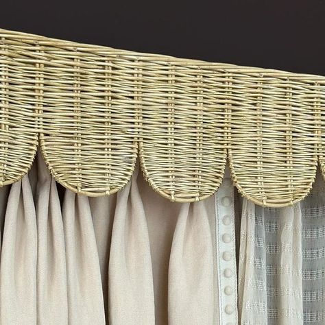 Julie S Thome on Instagram: "Workroom shot of rattan pelmet from @ateliervime with linen drapery and sheers for @amberinteriors , installing soon #mv #edgartown Fabrication drapery and retrofit pelmet #juliethomedraperiesinc #customdraperyworkroom #rattan #scallops #custompelmet #interiordesign 🪷" Linen Drapery, Work Room, Custom Drapery, Interior Design, Fabric