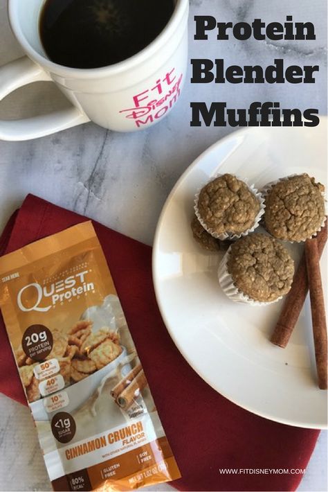 Easy Protein Blender Muffins with Cinnamon Crunch flavor- using Quest Cinnamon Crunch Protein Powder. Make ahead and enjoy all week! Quest Protein Powder Muffins, Quest Cinnamon Crunch Recipes, Quest Protein Powder Recipes, Quest Protein Recipes, Protein Powder Recipes Shakes, Protein Powder Muffins, Protein Breakfast Smoothie, Protein Powder Smoothie, Blender Muffins