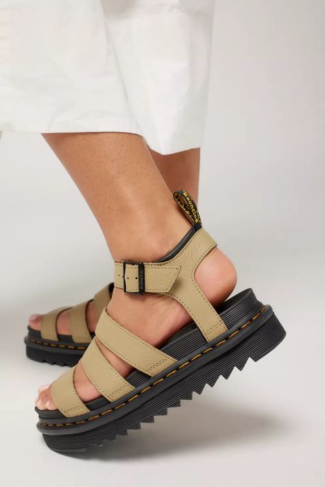 Dr. Martens Blaire Hydro Leather Sandal | Urban Outfitters Blaire Sandal, Dr Martens Blaire, Dr. Martens, New Shoes, Leather Sandals, Urban Outfitters, Heel Height, Sign Up, Buckle