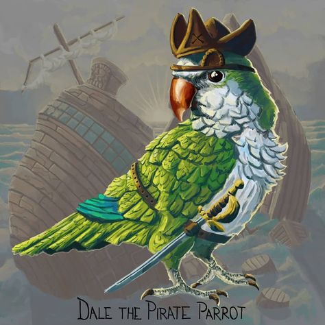 Pirate Items, Dnd Animals, Quaker Parrot, Pirate Tattoo, Pig Pictures, Pirate Art, Pirate Adventure, Magic Items, The Pirate