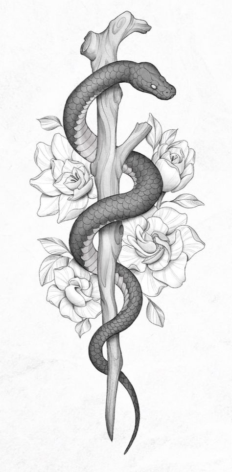 Tree Of Life Serpent Tattoo, Snake Staff Tattoo, Snake Tattoo On Spine Women, Snake Bones Drawing, Snake In A Tree Drawing, Big Snake Drawing, Water Snake Drawing, Snake On Tree Drawing, Snake Pattern Illustration