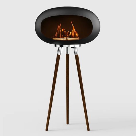 Corrigan Studio® 43.7" Portable Indoor/Outdoor Tripod Fireplace & Reviews | Wayfair Indoor Ethanol Fireplace, Bio Ethanol Stove Fireplace, Freestanding Bioethanol Fireplace, Fireplace Accessories Modern, Ethanol Fireplace Freestanding, Floating Bioethanol Fireplace, Mcm Metal Fireplace, Fireplace Wood Stand, Bio Ethanol Hanging Fireplace