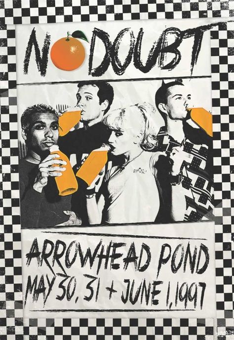 No Doubt Music Concert Poster, Concert Poster Art, Concert Poster Design, Ska Punk, Poster Graphics, Vintage Concert Posters, Music Concert Posters, Rock Band Posters, Punk Poster