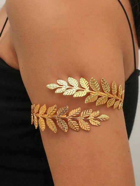 Trending Punk Metal Leaf Bracelet, Exaggerated Personality Cuff Bangle Gold Fashionable   Iron     Women Fashion Jewelry, size features are:Bust: ,Length: ,Sleeve Length: Gold Leaf Belt, Goddess Branding, Aphrodite Jewelry, Ornamental Jewelry, Desert Goddess, Desert Jewelry, Gold Arm Cuff, Thai Jewelry, Arm Cuff Bracelet