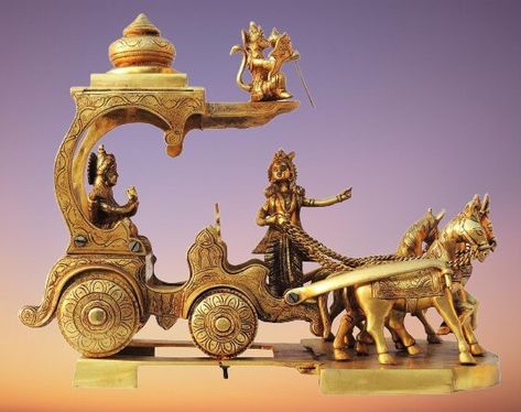 Brass Arjun Rath Statue, Brass Lord krishna with arjun rath giving geeta updesh statue, Lord krishna with arjun on rath idol 10.88kg https://www.etsy.com/listing/1378459940/brass-arjun-rath-statue-brass-lord Krishna With Arjun, Krishna Arjuna, Antique Wagon, Hare Krishna Mantra, Krishna Mantra, Home Decor Finds, Ganpati Decoration, Puja Room, Door Design Interior